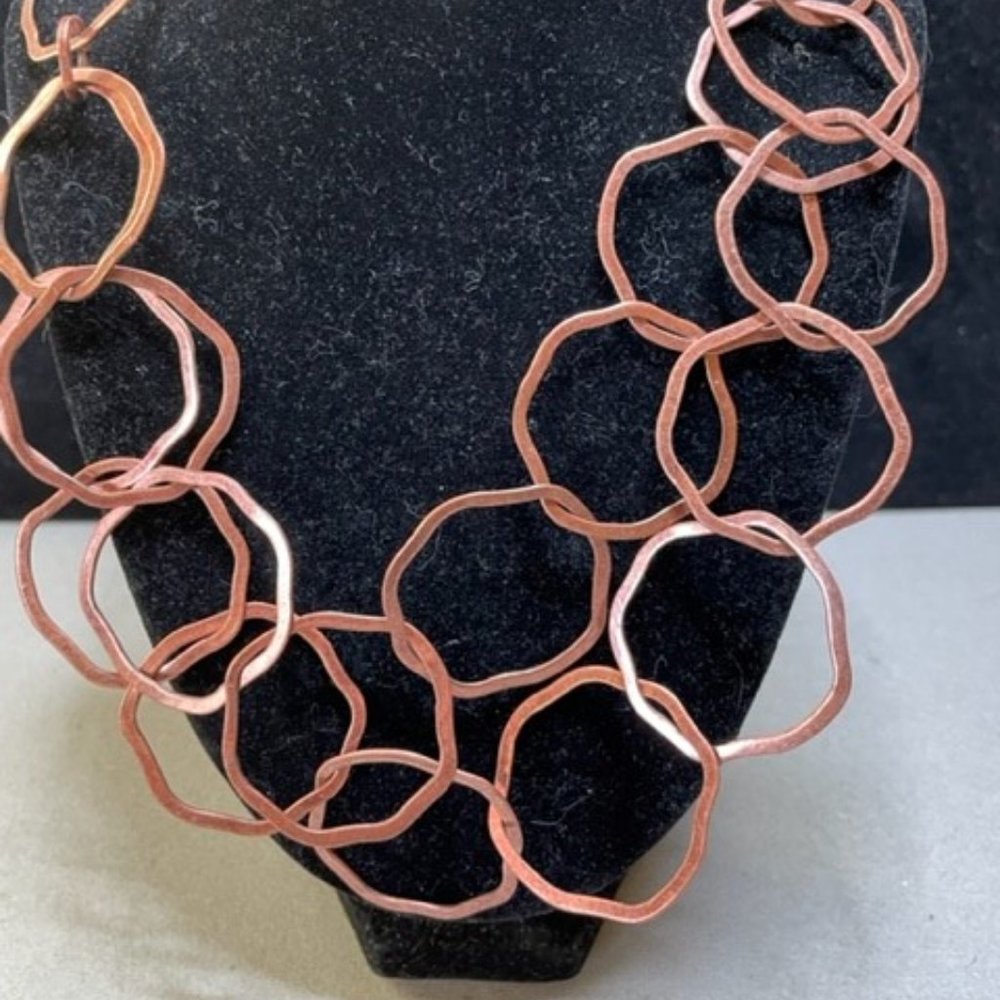 Cascading Copper Open Scalloped 2 Tier 15" Necklace Gorgeous